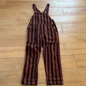 Big Bud Press Fudge Striped Brown Black Women's Jumpsuit Overalls XS Extra Small